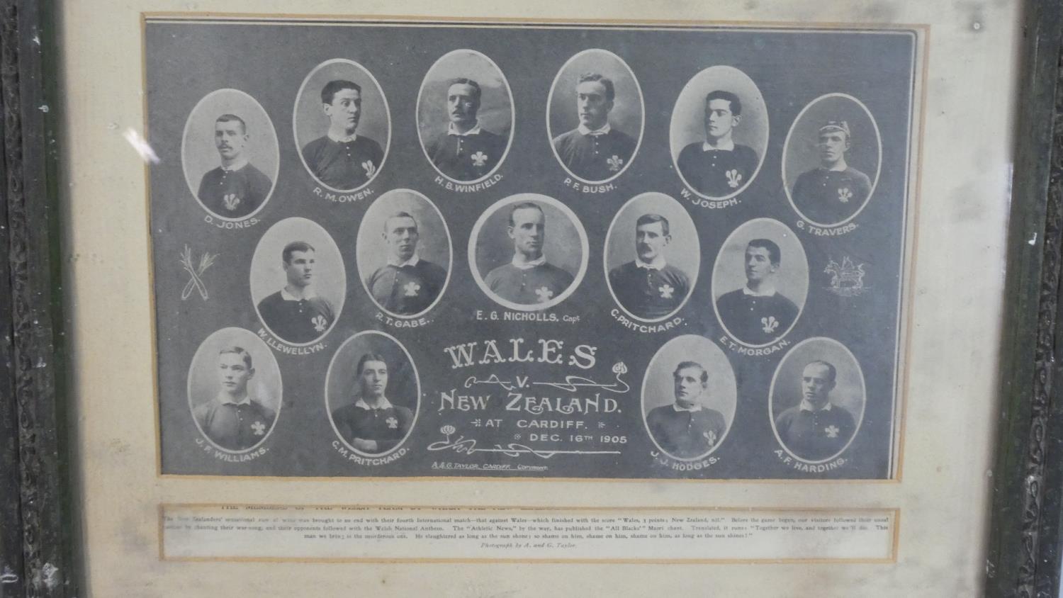 A Framed Print Depicting Portrait Photographs of the Welsh Rugby Team v New Zealand At Cardiff - Image 2 of 5