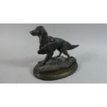 A Bronze Effect Study of a Hound Set on Oval Wooden Plinth