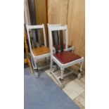 A Set of Three Painted Hide Seated Side Chairs