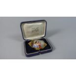 A French Hand Painted Porcelain Brooch Mounted in 18ct Gold Frame (6.4cm)