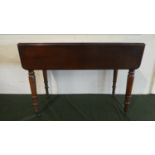 A Late Victorian Mahogany Drop Leaf Pembroke Table with Tuned Supports Culminating in Casters, 107cm