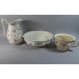 A Three Piece Edwardian Rose Pattern Toilet Set, (Jug has Hairline)