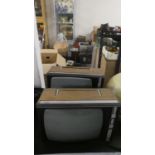 Two Vintage ITT Feather Light Super Back and White Portable TV's