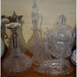 A Tray of Glassware to Include Two Claret Jugs, Two Decanters, Water Jug, Ice Bucket and Butter Dish