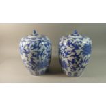 A Pair of Oriental Ceramic Lidded Vases, 30cm High