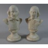 A Pair of Busts of Shakespeare, 14cm High