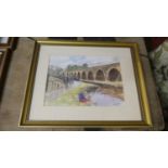 A Framed Edwin Swaker Print Depicting Canal Scene