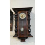 An Late 19th/Early 20th Century Mahogany Wall Clock with Half Pilaster Decoration