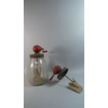 A Vintage Blow Glass Butter Churn with Spare Cranking Paddle Top