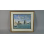 A Framed Water Colour Depicting Sailing Dinghy Returning to Harbour