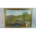 A Framed Oil on Board Depicting Welsh Farm House Near Towyn by Shelia Smith 1977, 74.5cm Wide