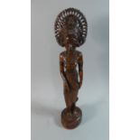 A Carved Thai Wooden Figure of a Maiden, 43cm high