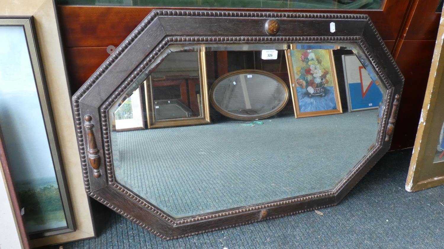 An Edwardian Oak Framed Wall Mirror, 92cm Wide