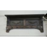 A Late 19th/Early 20th Century Wall Hanging Oak Coat Rack with Upper Shelf and Carved Decoration,