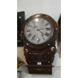 A Victorian Rosewood Framed Drop Dial Wall Clock with Replacement Clockwork Movement, Mother of