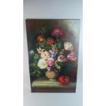 A Mounted but Unframed Oil on Canvas, Still Life, Vase of Flowers, Signed Domberg, 91.5cm High
