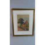 A Framed David Abraham Watercolour Depicting Figure Outside Country Cottage, 34cm High