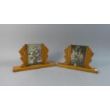 A Pair of Carved Oak Art Deco Style Photo Frames, Each 28cm Wide