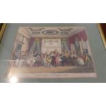 A Framed 19th Century Coloured Caricature Engraving, A Table D'hote