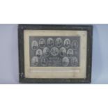 A Framed Print Depicting Portrait Photographs of the Welsh Rugby Team v New Zealand At Cardiff