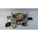 A Wicker Basket Containing Costume Jewellery