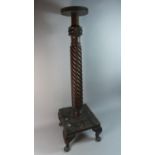 A Turned Spiralled Torchere Stand Formed from 19th Century Bed Post, Small Cabriole Leg Supports,