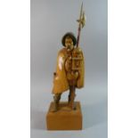 A German Carved Wooden Figure of a Night Watchman with Pike, 48cm High