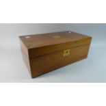 A Brass Inlaid Campaign Style Mahogany Writing Slope with Fitted Interior, 45cm Wide