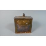 An Arts and Crafts Rectangular Copper Tea Caddy, the Hinged Lid and Body with Stud Work Rivets, 10cm