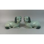 A Large Pair of Chinese Glazed Studies of Spaniel Dogs, 30cm Wide x 20cm High