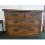 A Late 19th Century Walnut Chest of Two Short and Two Long Drawers, 102cm Wide