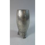 An Art Deco Hammered Pewter Vase Stamped Period Pewter 8092 to Base, 16cm High