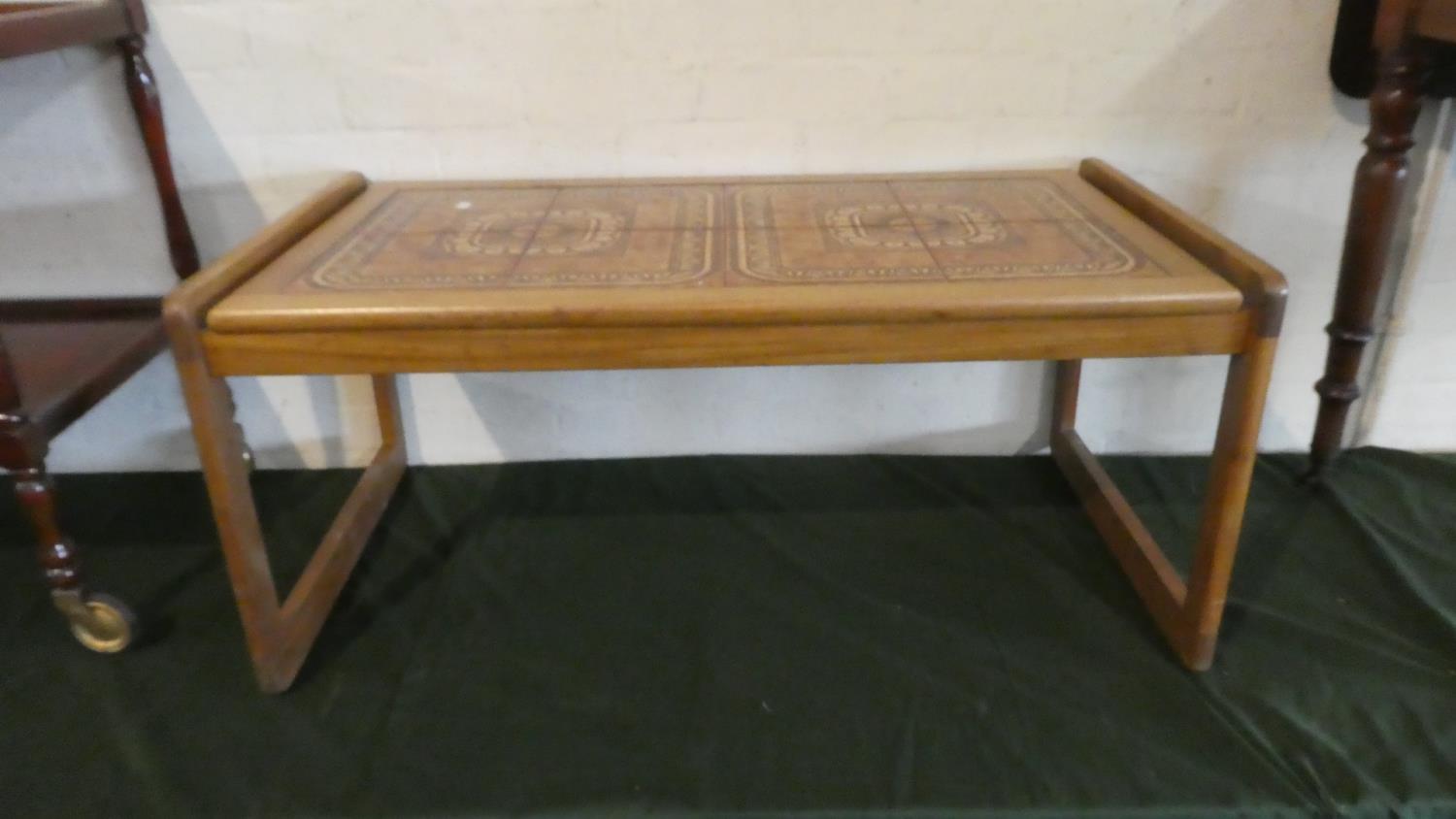 A 1970's Tiled Topped Coffee Table, 97cm Wide