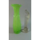 A Glass Madonna and Child 24cm High Together with an Opaque Green Glass Vase 28cm High