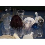 A Tray of Coloured and Plain Glassware