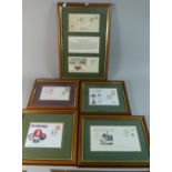 A Collection of Five Framed Cricketing Related First Day Covers