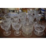 A Tray of Cut Glass to Include Six Champagne Bowls, Sundae Dishes, Wine Glasses etc