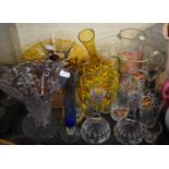 A Tray of Vintage Coloured Glassware