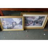 Two Gilt Framed Kieffer Prints Depicting Victorian Parisian Streets, 74cm Wide