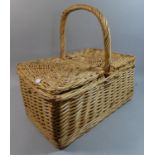 A Wicker Picnic Basket with Two Hinged Lids, 50cm Wide