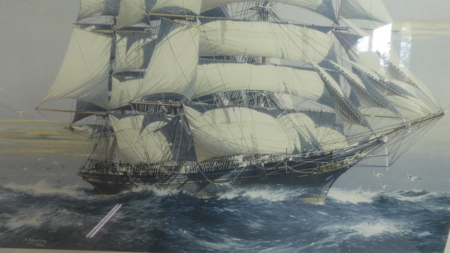 A Set of Three Tall Ship Prints, Flying Cloud, Cutty Sark, Lighting - Image 4 of 7