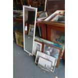 A Collection of Nine Various Prints, Oils and Water Colours and a Mirror