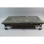 A Brass and Iron Rectangular Topped Food Warmer with Two Burners, 62.5cm Long