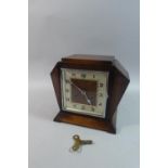 An Art Deco Oak Cased Mantle Clock, Movement Needs Attention, 23cm high