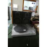 A Sony PS-LX4 Automatic Stereo Turntable System and Pair of Speakers (Untested)