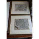 Two Framed 17th Century Maps, Europe and Asia from Mercator's Atlas from Historia Mundi 1635