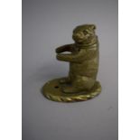 A Continental Brass Novelty Vesta in the Form of a Dancing Bear, Missing Striker, 7cm High