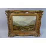 A Framed Oil on Canvas Depicting Highland Lake Scene, Monogrammed and Dated 1884, 34cm Wide