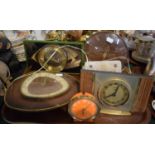 A Tray Containing Six Vintage Mantle Clocks