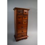 A Reproduction Mahogany Spice Chest of Six Short and Three Long Drawers, 54cm High